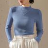Women's Autumn Winter Turtleneck Sweater Short Length Long Sleeve Knitted Base Layer Slim Fit Pullover Top