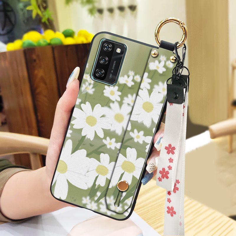 Anti-dust Soft case Phone Case For Blackview A100 Flower Back Cover Lanyard Protective Ring Oil Painting Waterproof