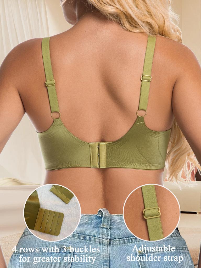 Women's Wireless Seamless Push Up Bra, Full Coverage Comfort Bra with Adjustable Straps & Back Closure, Everyday Support Lingerie for All Cup Sizes