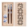 Yamaka Shoten "PEANUTS" Snoopy Blue and White Porcelain Chopsticks Pair Set (Wooden Box) SN80-842H