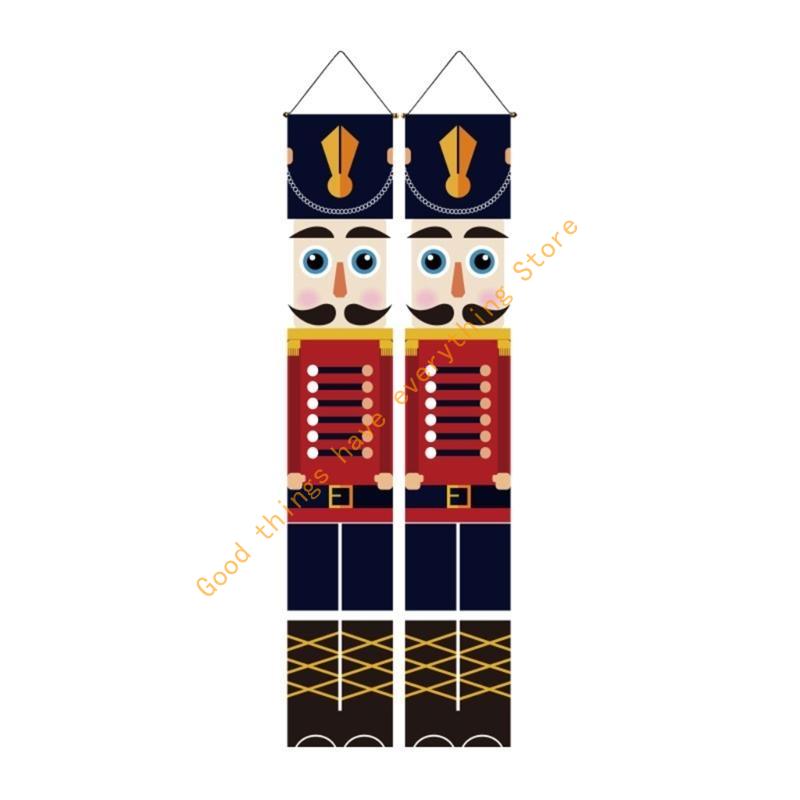 2025 New Year Nutcrackers Soldier Decoration Couplet Santa Hanging Flag 55KF