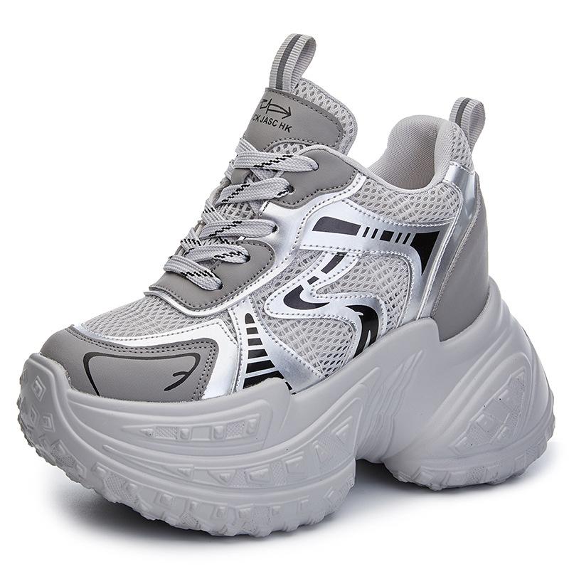 Inner height increase new breathable dad shoes platform mesh small sports and leisure shoes