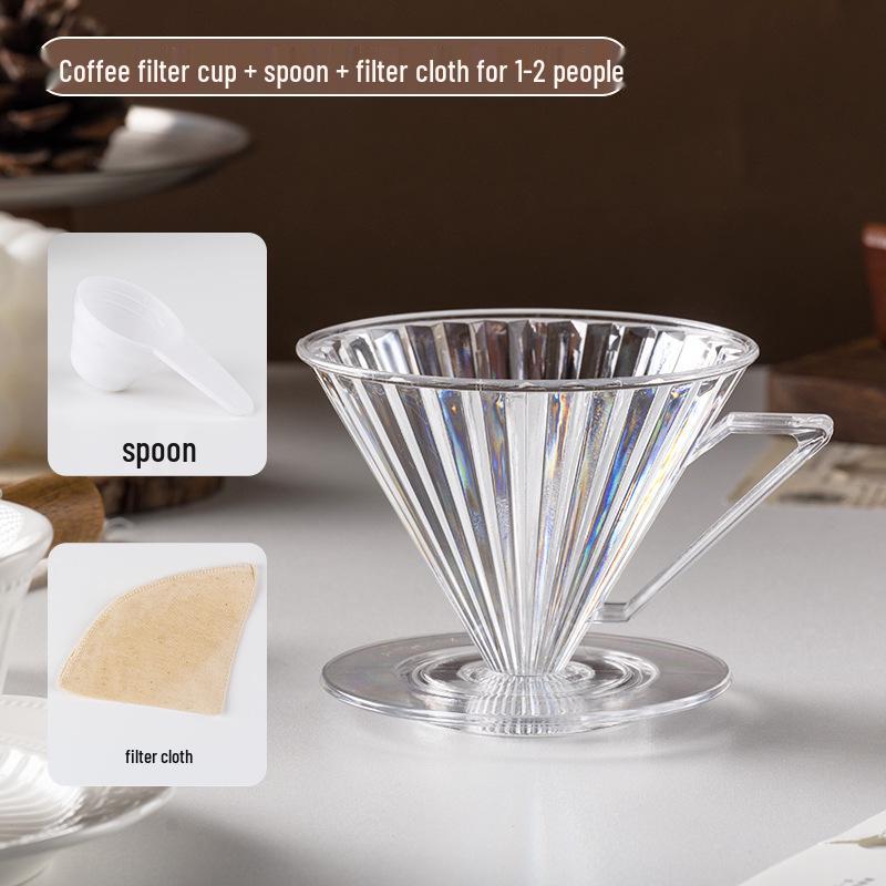 Clear Plastic Pour-Over Coffee Filter Conical Drip Pot