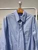 Ladies' Spring/Autumn Wheat Stripe Long Sleeve Cotton Shirt with Fashion Ribbon