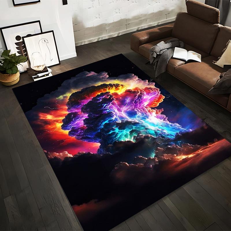 

Colorful Abstract Cloud Carpet with Vivid Lightning and Dark Sky Design Suitable for use as an anti-slip for living room bedroom sofas 40x60cm( 15x23in )