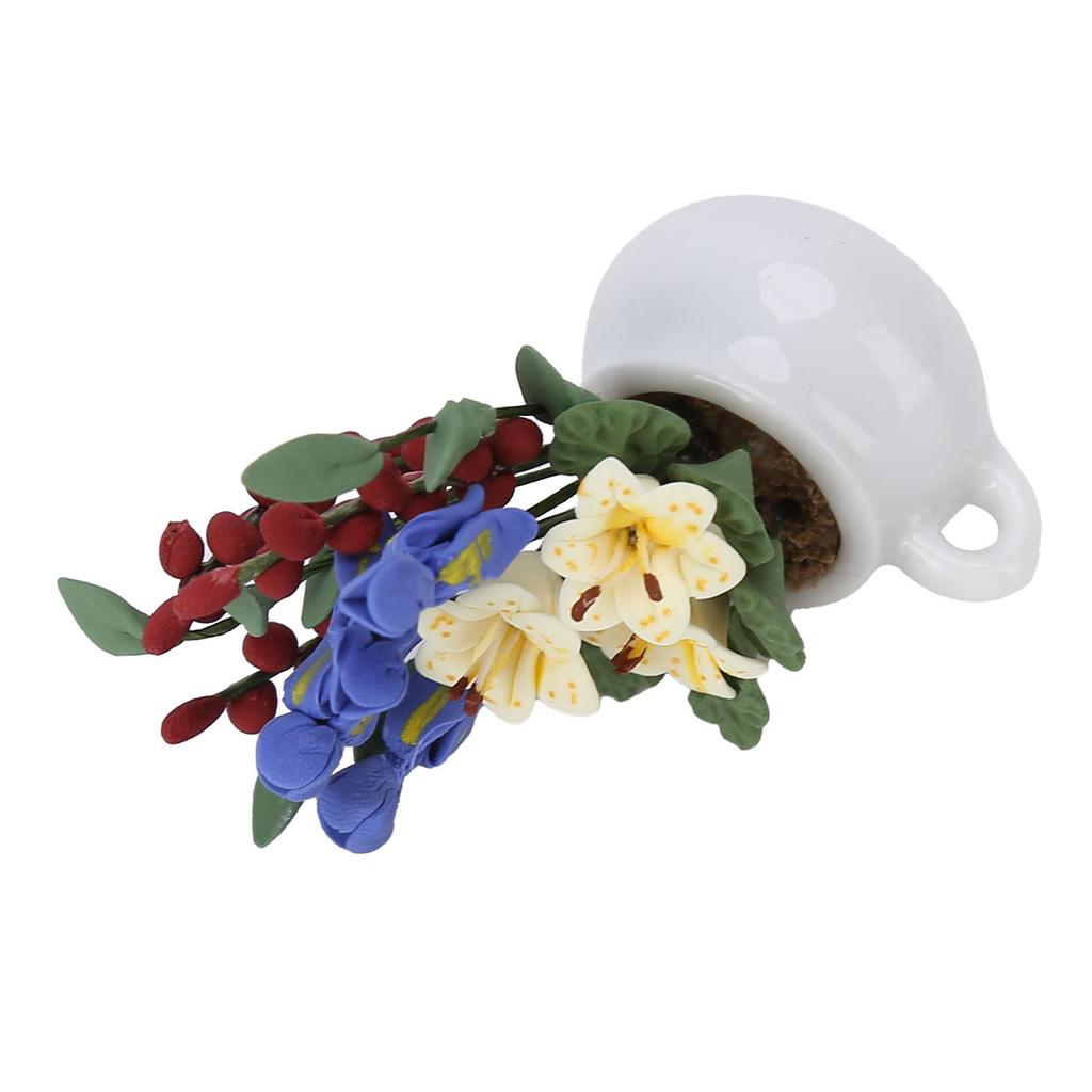 1:12 Scale Lily Flowers Miniature Doll House Potted Plants Simulation Decoration