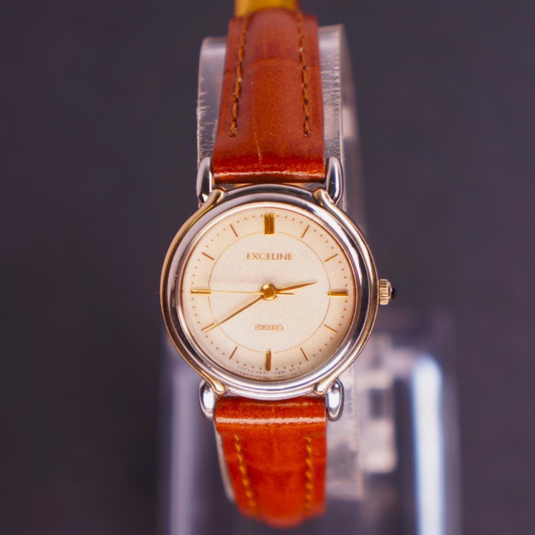[In good working condition] SEIKO EXCELINE antique wristwatch belt battery replaced