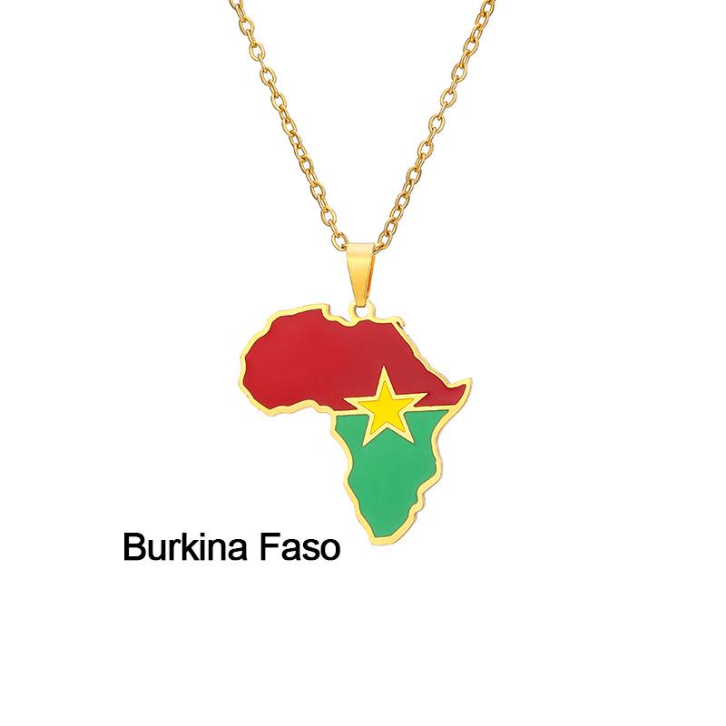 Edelstahl Afrikanische Karte Halskette: Elfenbeinküste, Ruanda, Ägypten, Uganda