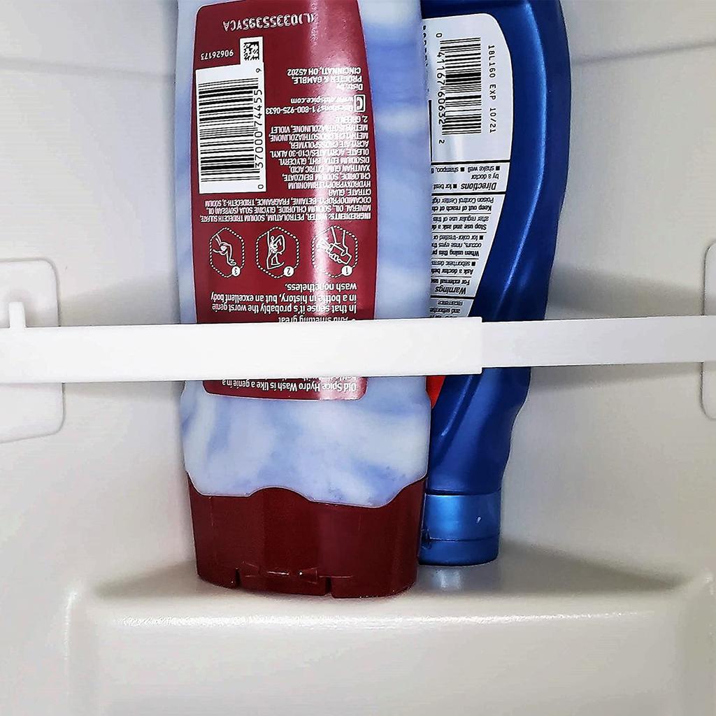 Bathroom Corner Storage Bar Stick on Shower Shelf Holder Expandable RVs Shower Organizers Rack Corner Wall Shelve Fence