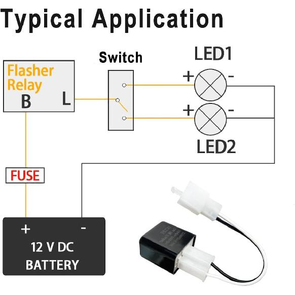 Adjustable 2 Prong Electronic LED Flasher Relay with Wires for Bikes Motorcycles Scooters Turn Signals Hyper Flash 2 Pin Blinkers Relay Plug and Play