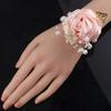 Artificial Rose Bridesmaid  Wrist Flowers Pearl Wedding Flower Bracelet Wrist Corsage  Girls