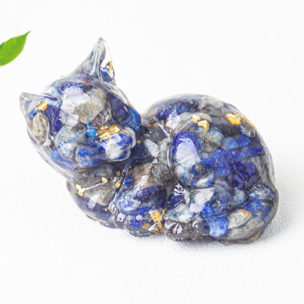 Resin Art Cat Figurine With Crystals For Home Office Decor Gift For Friends And Family