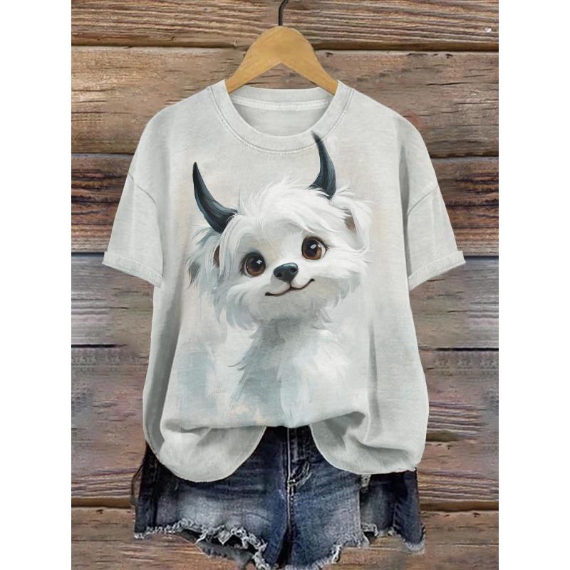 Short Sleeved Summer Thin Vest Women's T Shirt 3D Digital Animal Insect Printed Top