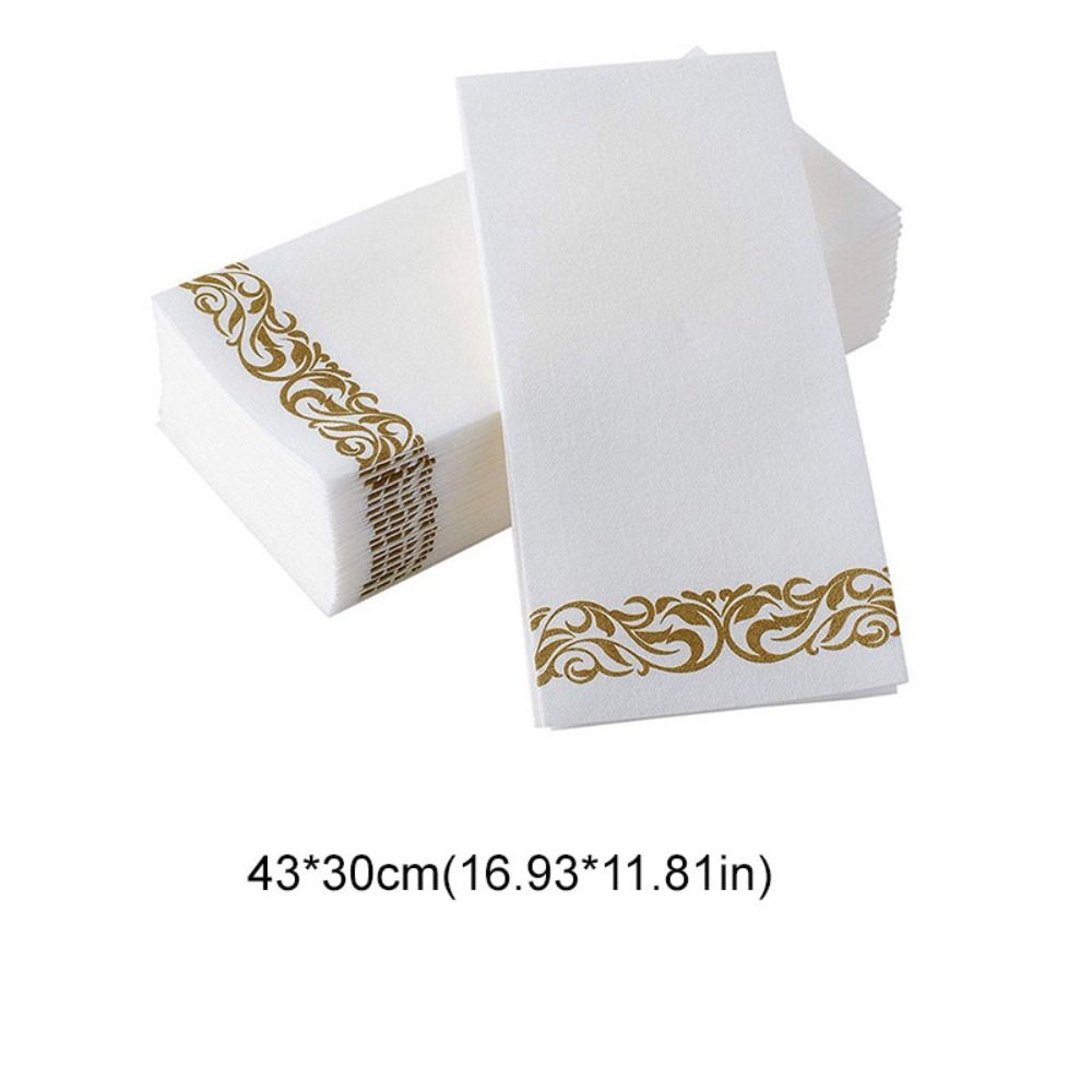 25Pcs Vintage Table Tissue Gold/Silver Printing Hand Towel Elegant Disposable Table Napkin  Banquet