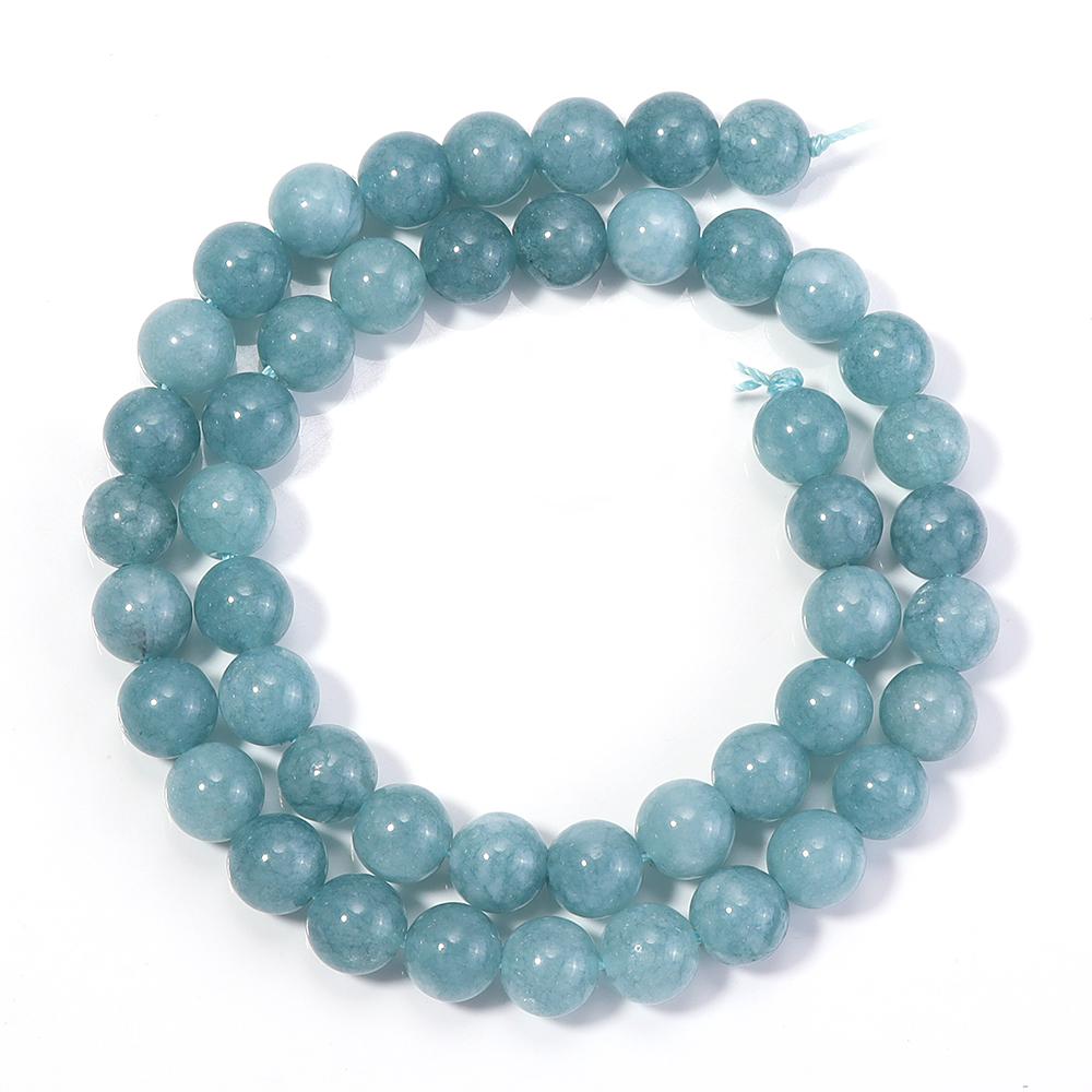 4 6 8 10 12mm Natural Aquamarine Stone Beads Dark Blue Round Gemstone Loose Spacer Bead For DIY Jewelry Making Bracelet Necklace