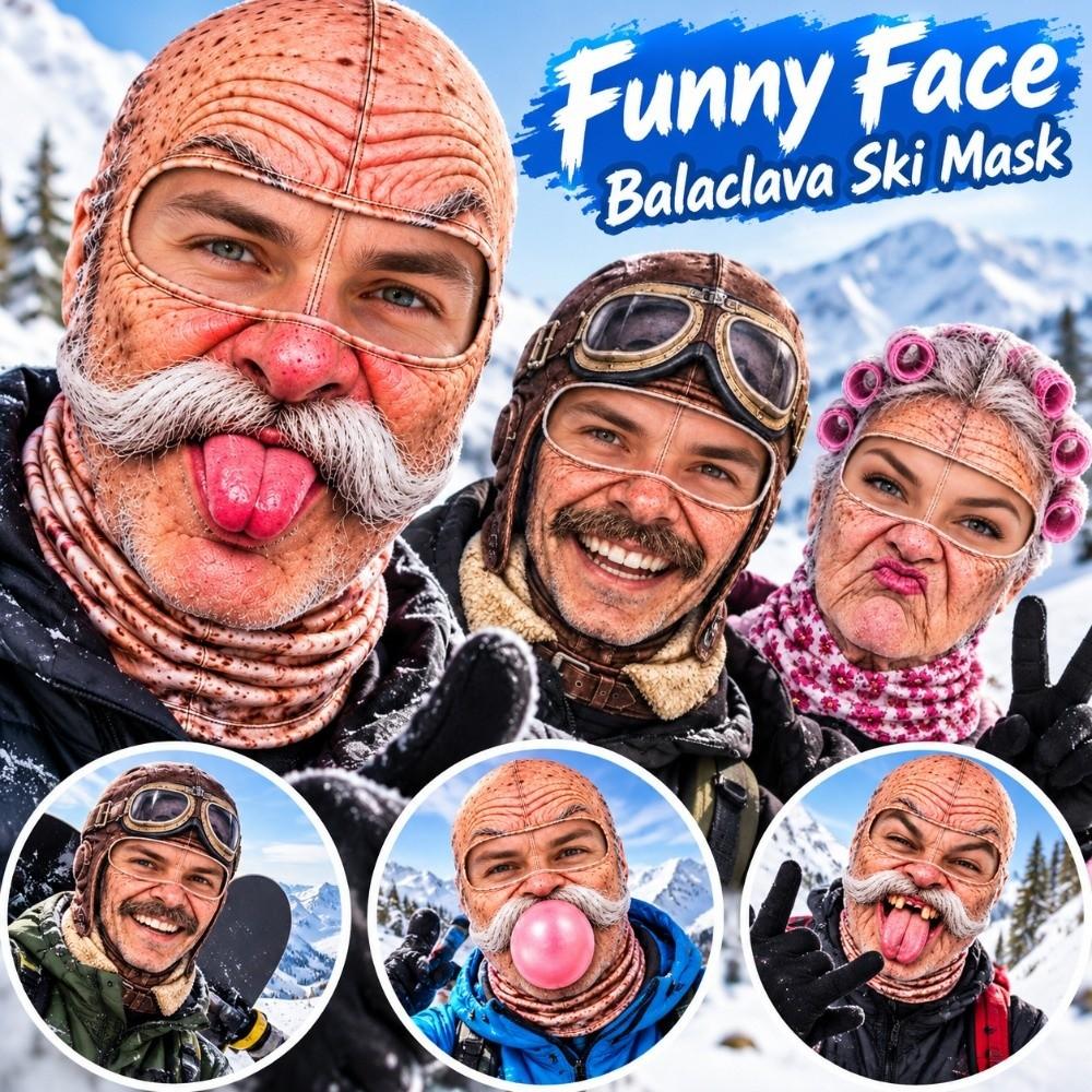 White Mustache Old Man Balaclava Face Mask Full Coverage Ski Mask Hood Winter Mask Cover For Men