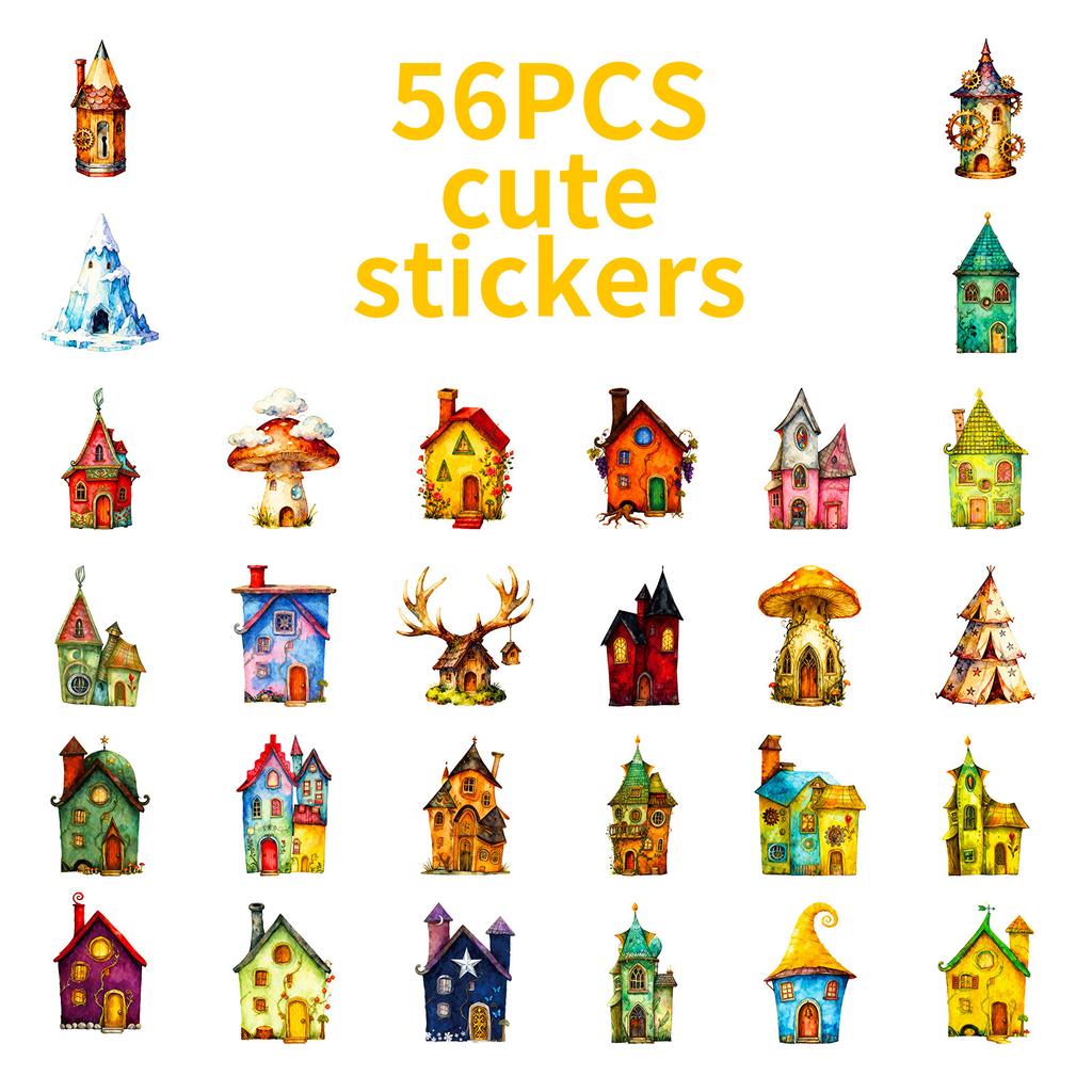 56 Dream Color Magic Cabin Cartoon Graffiti Stickers Hand Account Materials Decorative Luggage Stickers