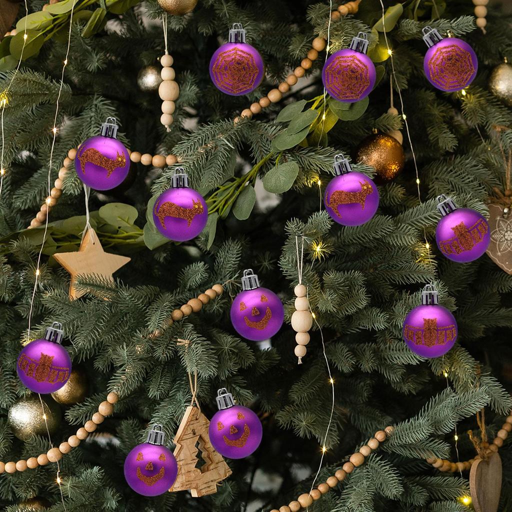 12 Pieces Halloween Hanging Ball Ornaments Easy to Use Halloween Ornaments Party Decor for Xmas Trees Haunted House Thanksgiving