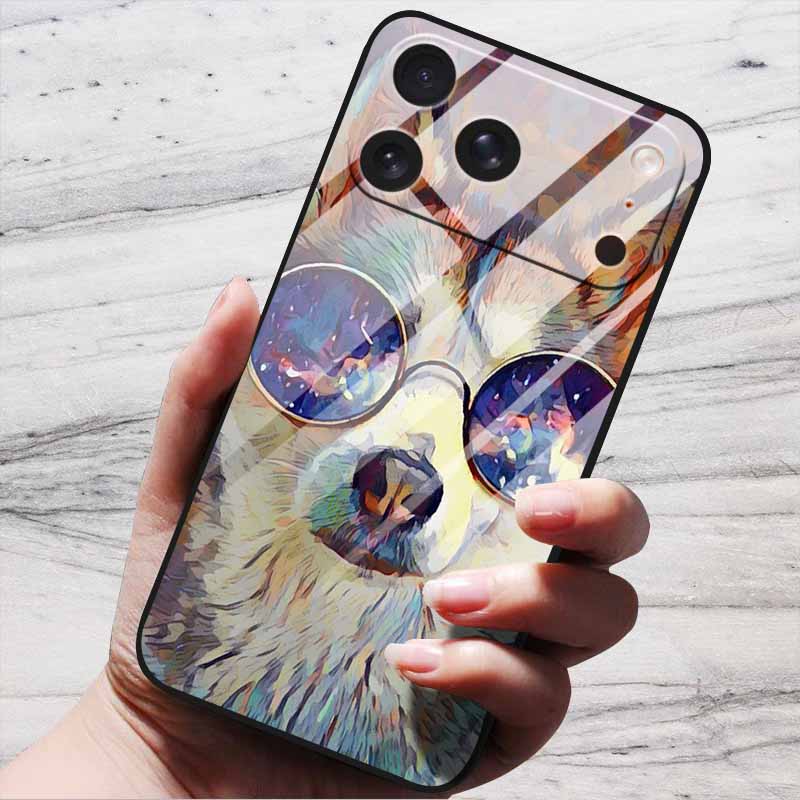 Cute Case For iPhone 17 Pro Plus Capa 17 Pro Max Bumper Luxury Tempered Glass Hard Back Cover iPhone17 Air Funda Animal Patterns