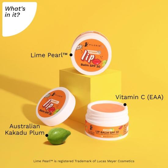 Pilgrim Vitamin C Lip Balm SPF 30 with Australian Kakadu Plum & Shea Butter| Lip Balm SPF 30 for Women & Men| Lip Balm for Smooth Soft Lips | 9 Gm