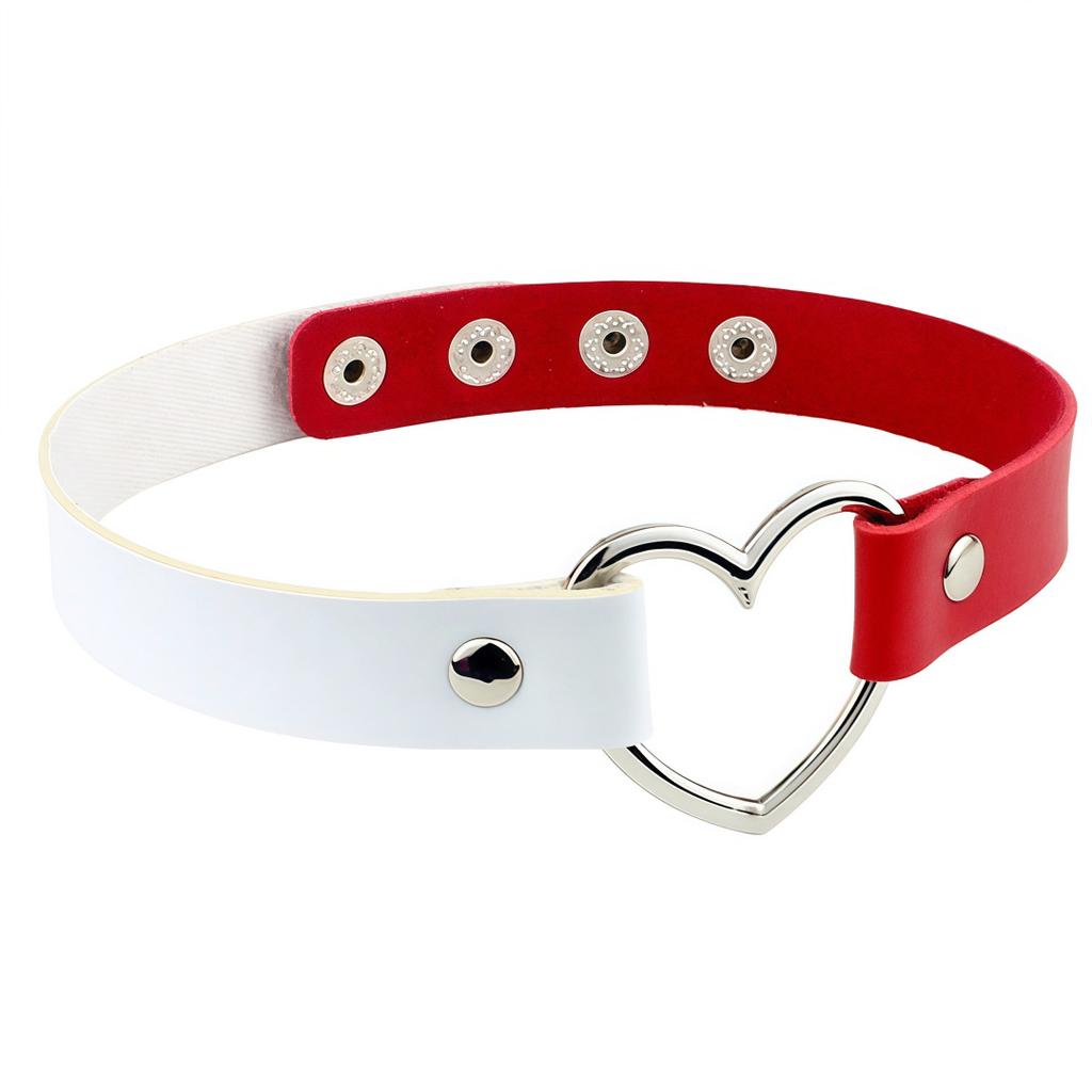 Eco-friendly PU Leather Four-buckle Harajuku Punk Style Love Collarbone Chain Peach Heart Collar Neck Strap Women's Necklace Choker Neck Chain