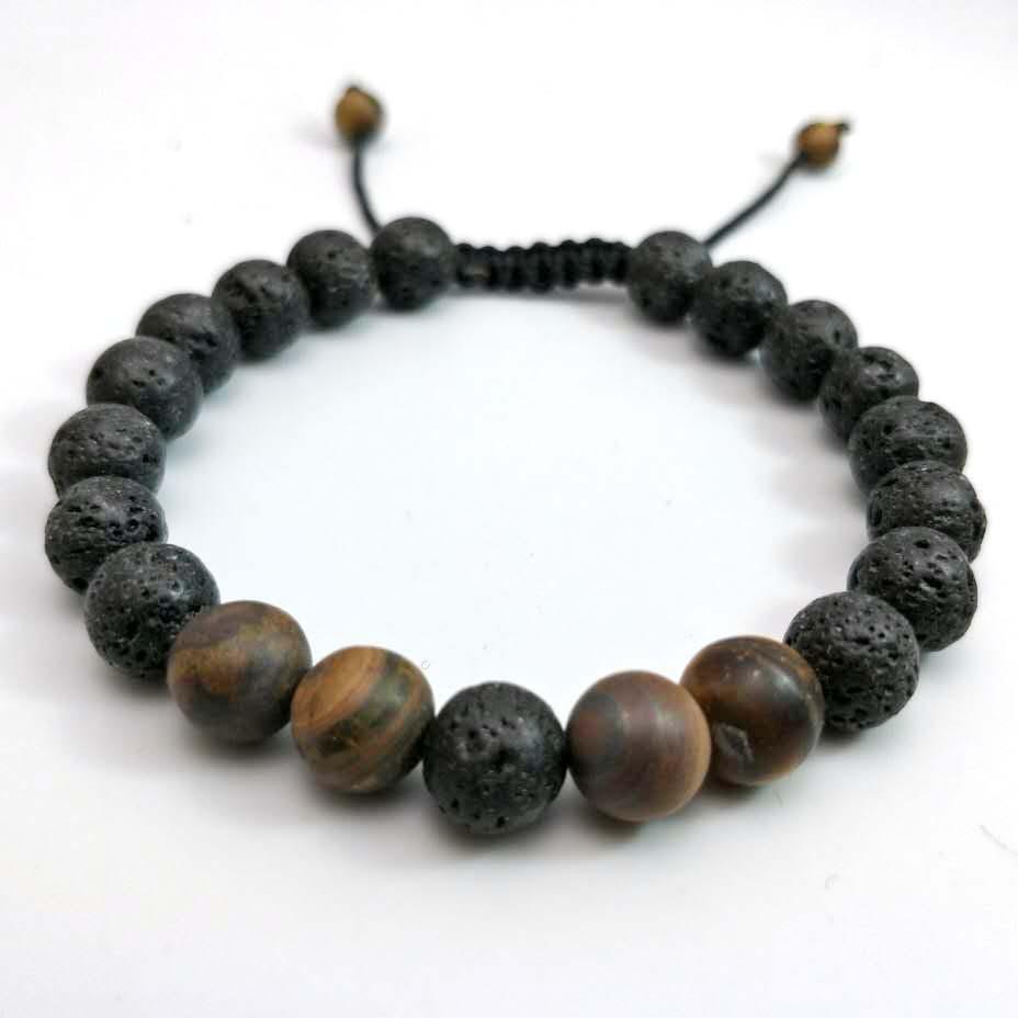 Energy Volcanic Stone Yoga Bracelet - 8mm Natural Woven Beads