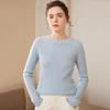 Women's Slim Fit Cashmere Striped Knit Pullover - Round Neck, Long Sleeve, Autumn/Winter Base Layer Sweater