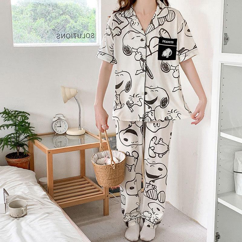 Pajamas Women's Summer Short-sleeved Gentle Wind Simple High-value Casual Women's Short-sleeved Loungewear Set
