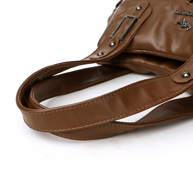 Soft Leather Large Capacity Shoulder Bag Middle-Aged Women's Bag Mother's Bag Commuter Multi-Pocket Crossbody Bag