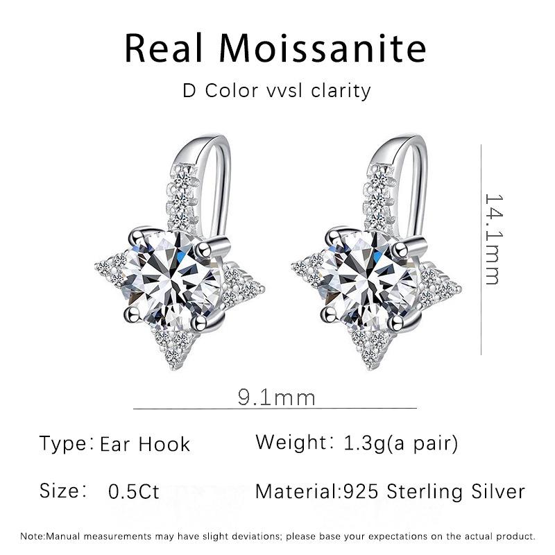 

Серьги-пусеты из муассанита в форме восьмиконечной звезды из стерлингового серебра S925 - Женские серьги в стиле мори 5mm Zircon (Pair)