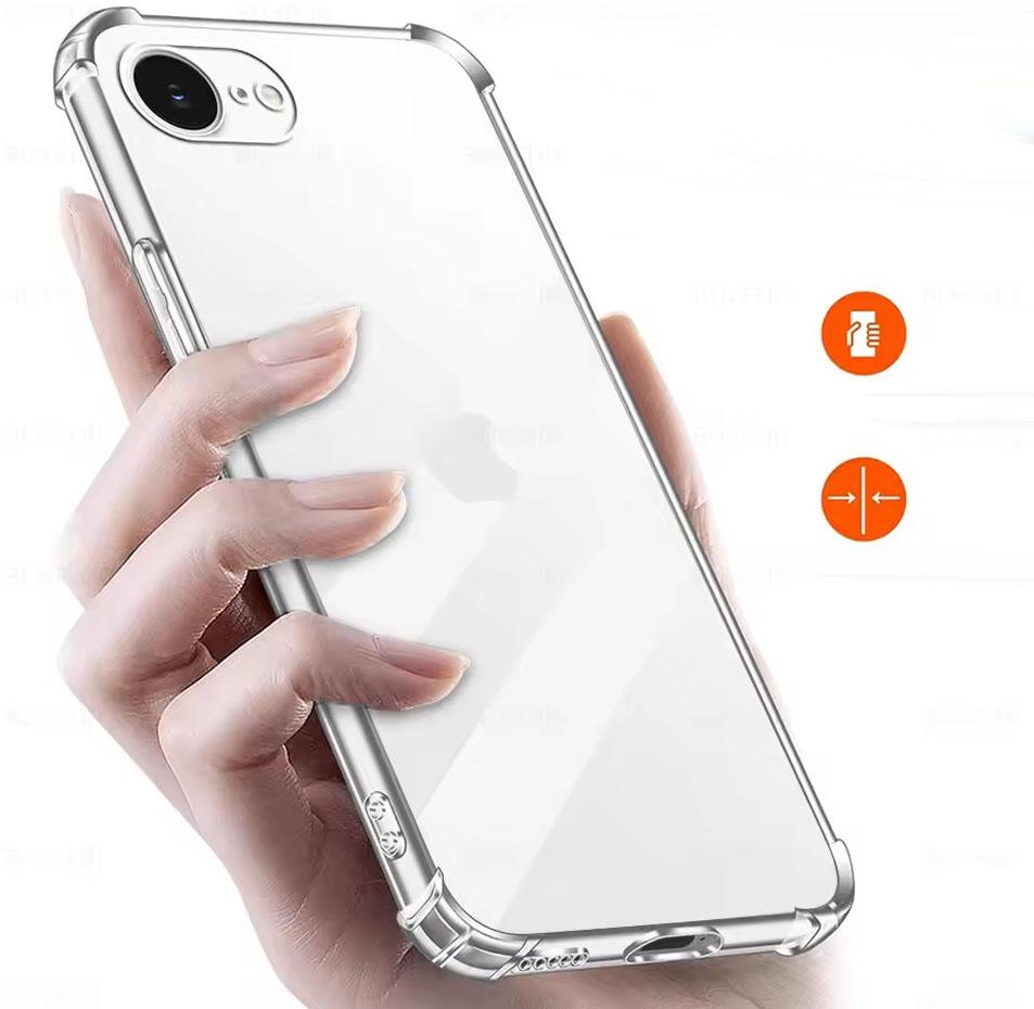 ANTI SHOCK case for IPHONE 16e, CLEAR BACK + TEMPERED GLASS