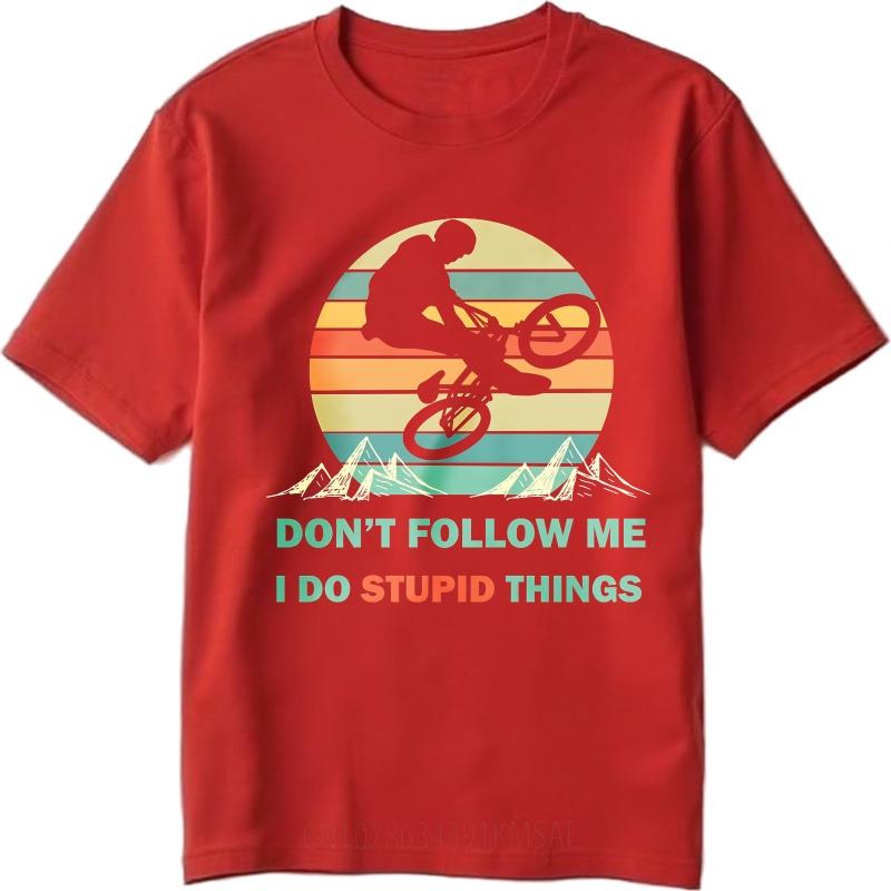 Workout For Unisex Crew Neck tshirt Casual Mountain Biker Silhouette Sunset Mountains Text Classic For Unisex tees Unisex fashion tshirt S