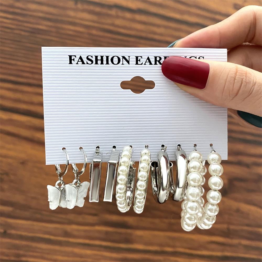 Vintage Heart Butterfly Snake Earrings for Women Goth Darken Punk Skull Retro Silver Color Metal Earring Set Jewelry Accessories