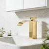 Gold Waterfall Basin Faucet - Vessel Sink Mixer Tap for Bathroom, Hot & Cold Water Home Use