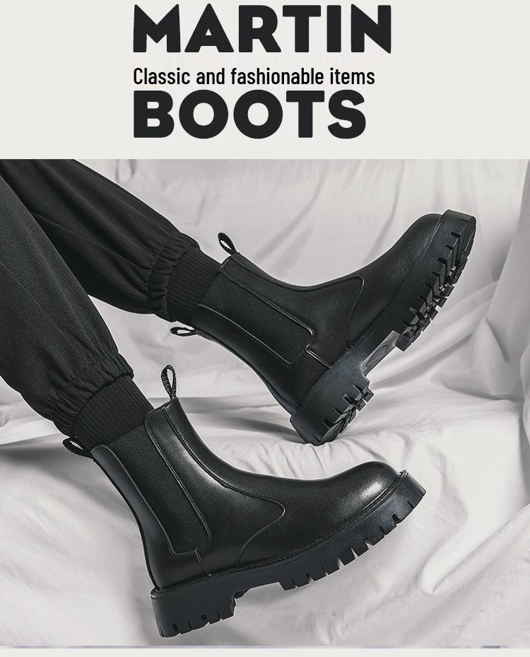 Herren Chelsea Boots im britischen Stil: Herbst/Winter Hohe Martin-Stiefel mit Plus-Samt und dicker Sohle