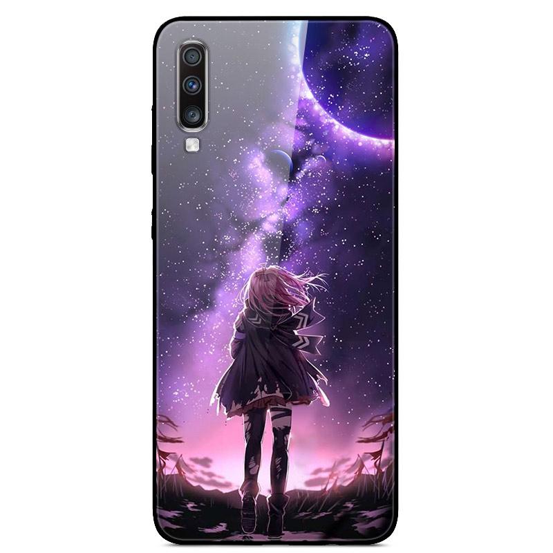 For Samsung A70 Case Cute Pattern Tempered Glass Back Hard Cover Case For Samsung Galaxy A70 Phone Cases Coque A70S A 70 Fundas
