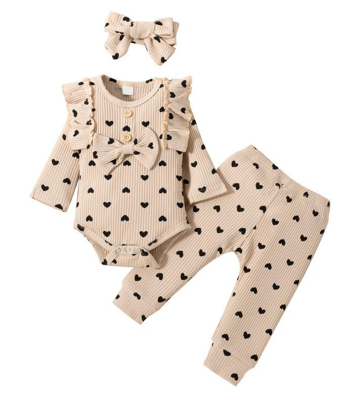 

Весенне-осенний комплект для девочек Baby Girl Love, комбинезон, длинные штаны и повязка на голову принцессы