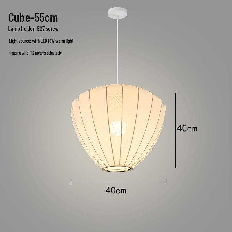 Zen Lantern: Japanese Silk Fabric Pendant Light for Bedroom, Dining Room, and Bar