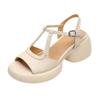 Summer High-heeled Roman Shoes Soft Leather 2025 New Versatile Casual Thick Heel Stepping On Shit Open-toed Thick-soled Woven Sandals