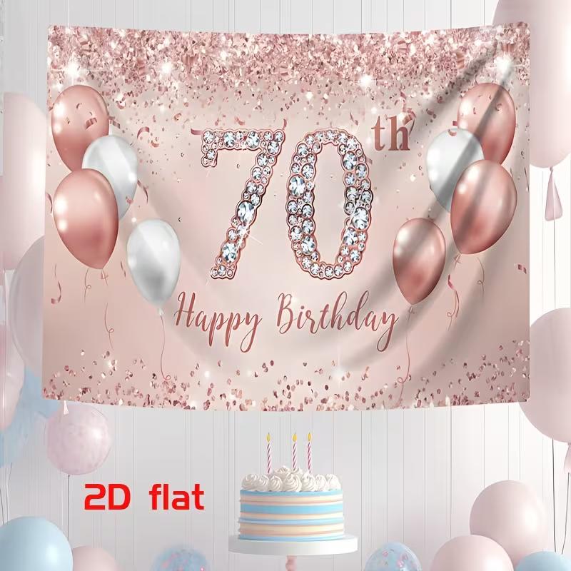2D Rose Gold Diamond 70th Birthday Backdrop for Her Birthday Photoshoot