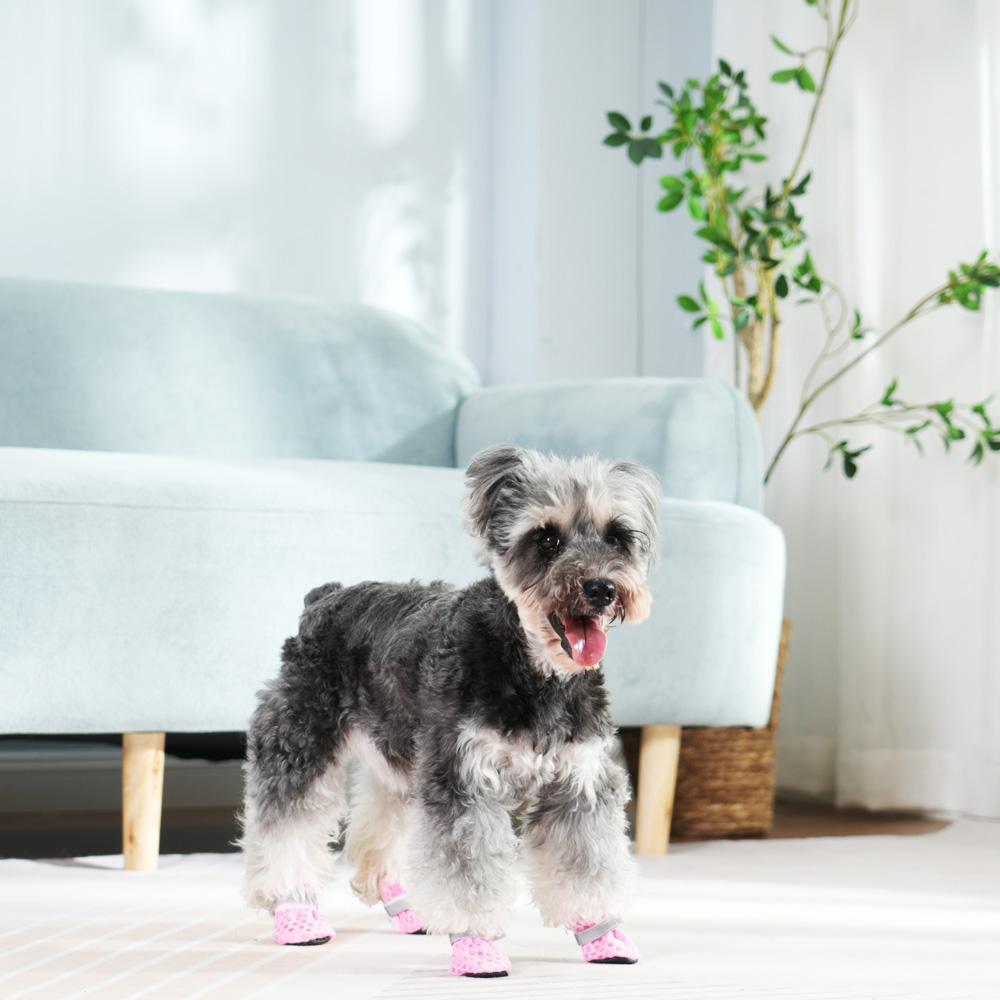 Summer Dog Shoes for Small Medium Dogs Cats Summer Outdoor Hiking Reflective Breathable Puppy 4pc/Set Shoes Bulldog Pet Supplies