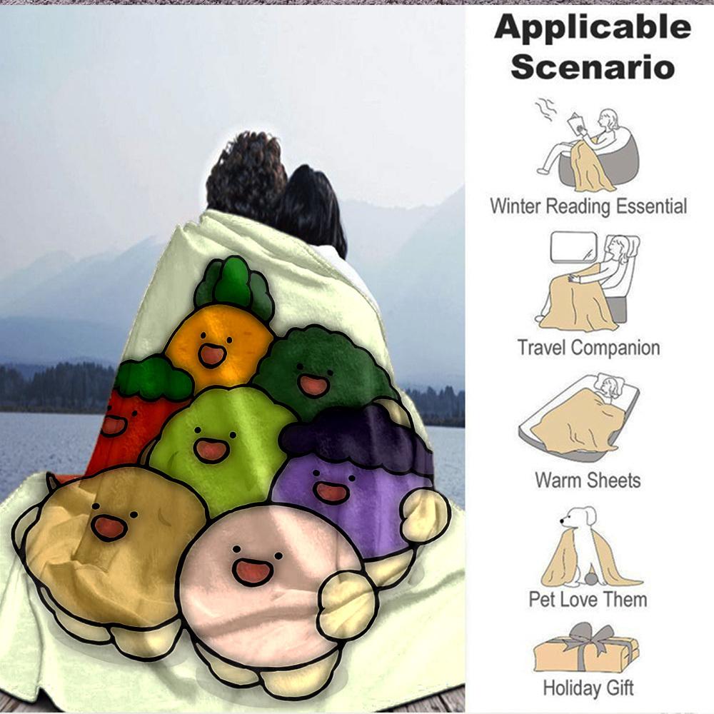 1pc Cute Vegetable Characters Blanket Warm, Cozy, And Soft, Suitable for Sofas, Beds, Cars, And Office Use.Perfect for Camping And Travel, Making It a