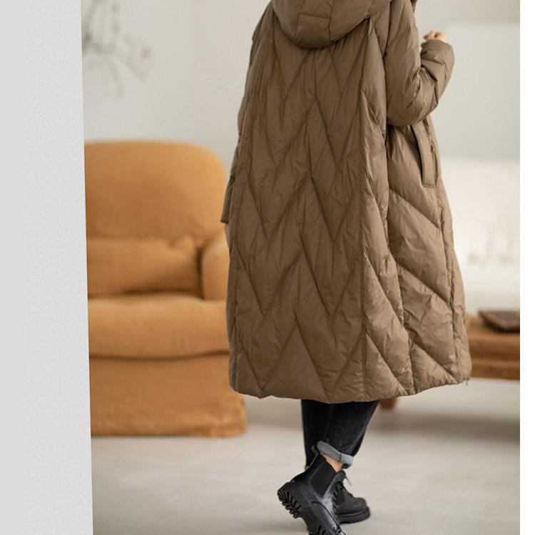 Oversized Thicken Down Jacket Women Winter Retro Hooded Coat Warm Parker Overcoat