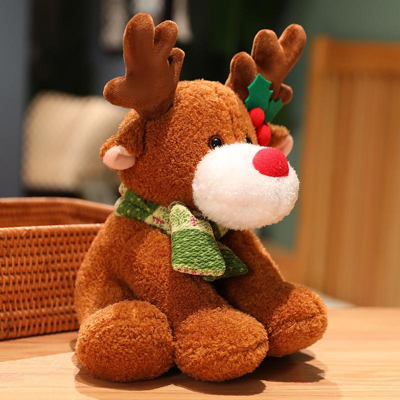 Cute Plush Christmas Scarf Teddy Bear Doll Christmas Gift Plush Christmas Deer Toy Spot
