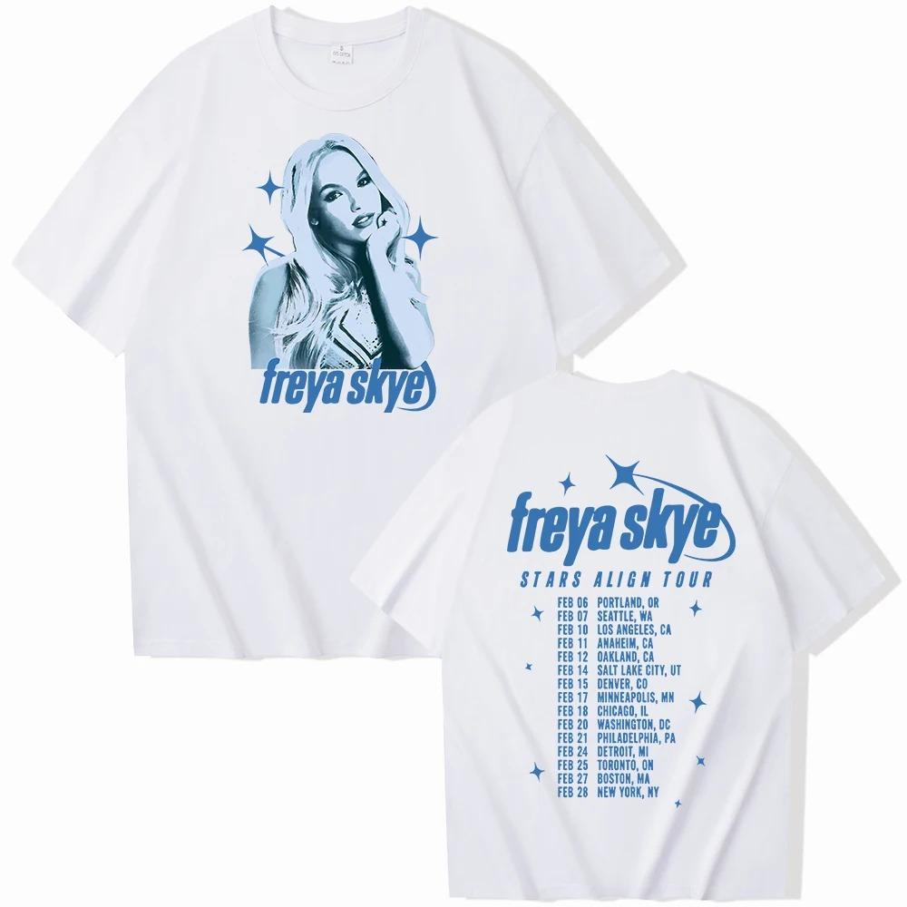 Freya Sky Stiles Print Tshirt Star Track Tour  Tour Unisexs Style Singer Accessories Short Sleeve Round Neck Casual Tshirt