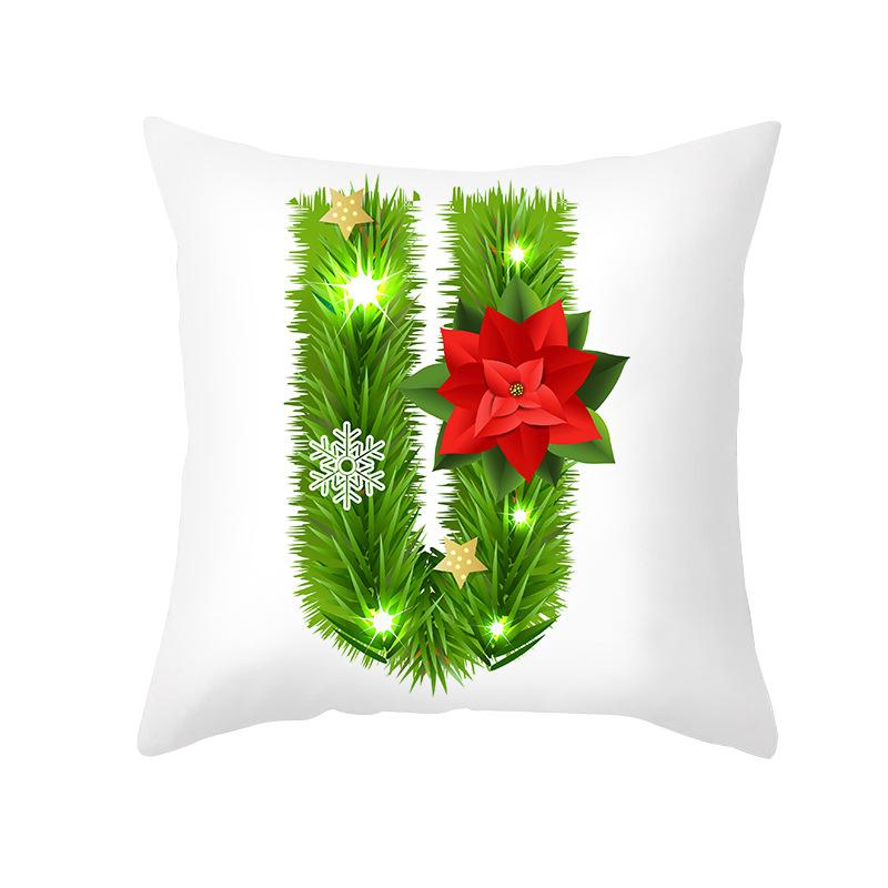 Christmas Pillow Cover Cartoon Green Letter Series Office Pillow Cover Printed Cushion Cover Cross-border