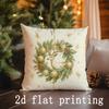 Home Decor Christmas Wreath & Deer Digital Print Pillows Pattern Cushion Cover Suitable For Sofa Bedroom Car Pillow Cover