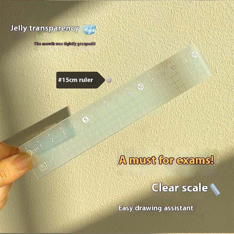 4Pcs/Set 15Cm Jelly Ruler Set Thickened Measuring Stationery Set Square Transparent Measuring Ruler Student Gift