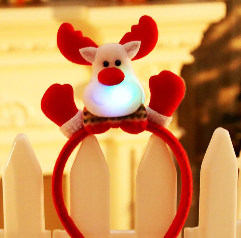 Bentiță de Crăciun Moș Crăciun Coarne de Elan Ren Bentiță Cosplay Urechi Ornamente Luminoase cu LED Petrecere Accesorii de Păr de Crăciun