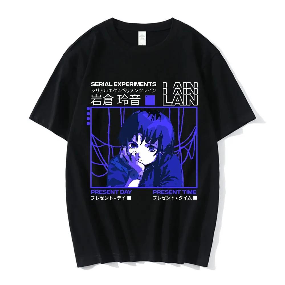 Anime Series Experimental Lying Pattern Printed T-shirt for Men Iwakura Manga Sci-fi 100% Cotton Short-sleeved T-shirt Top